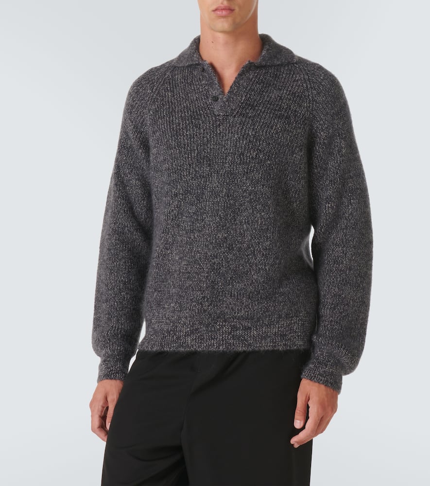 The Row Jora Mohair And Silk Polo Sweater In Grau