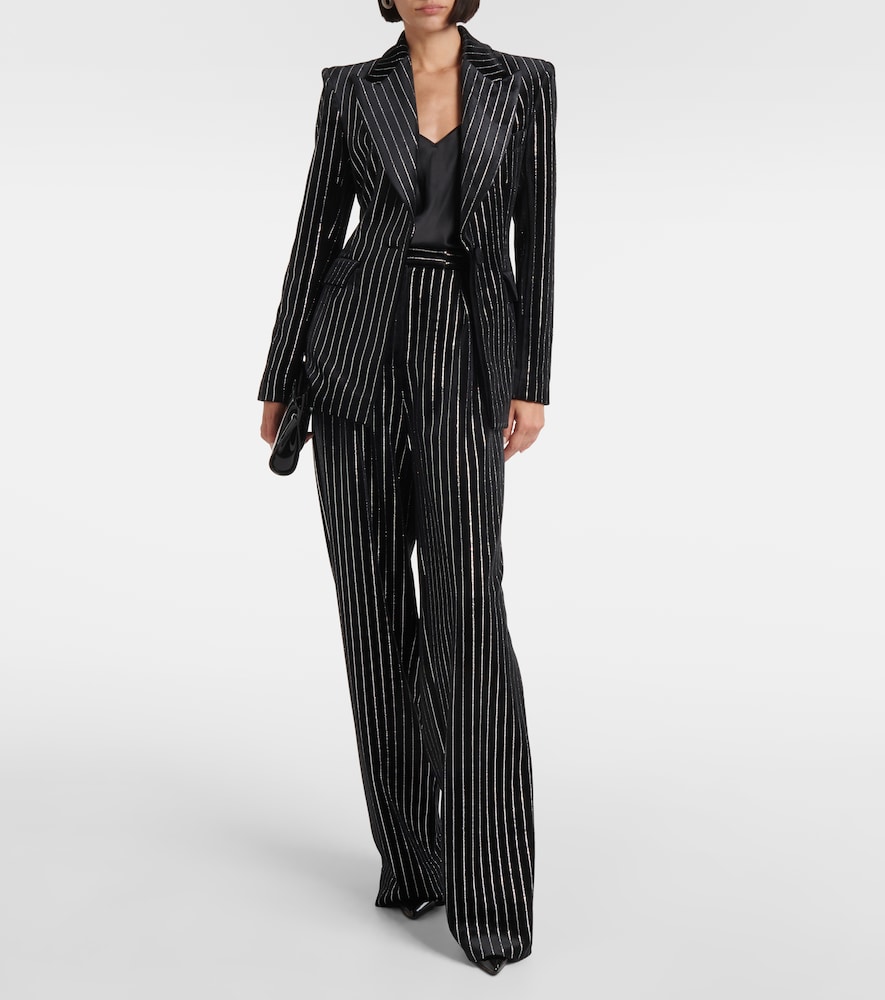  Alex Perry Alex Perry Embellished Velvet Straight Pants 