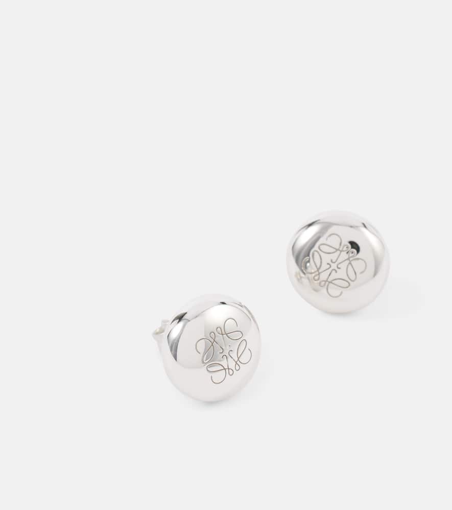 Loewe Anagram Pebble Sterling Silver Stud Earrings In Silver