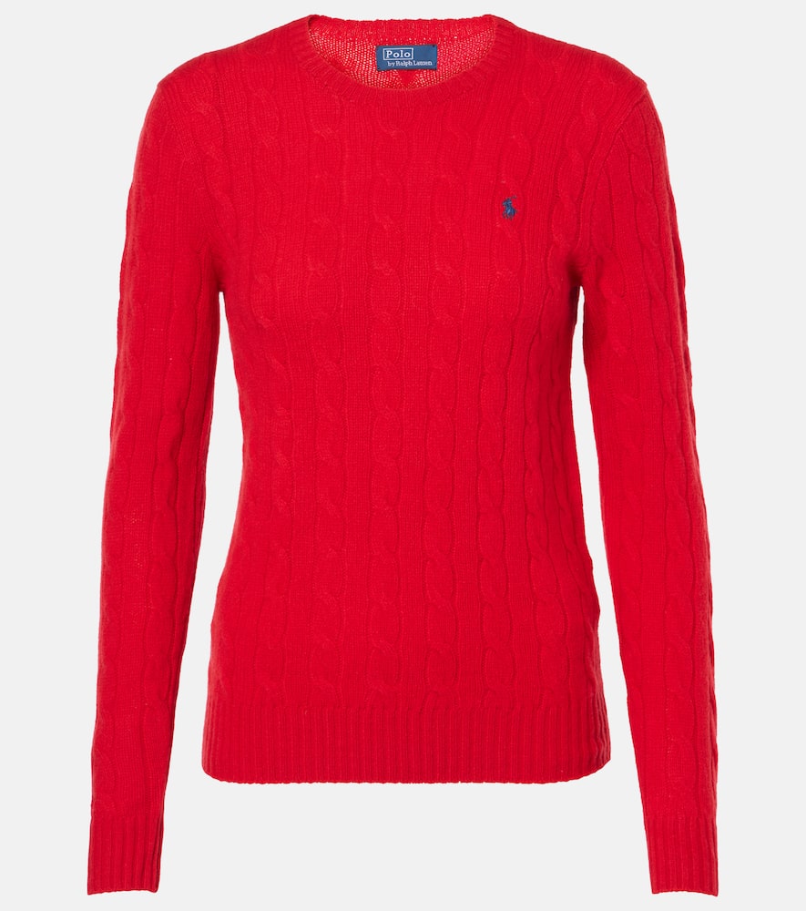 Polo Ralph Lauren Ralph Lauren Bright Hibiscus Cotton Cable-knit Crew Neck Sweater In Red