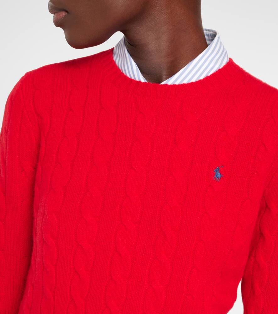 Polo Ralph Lauren Ralph Lauren Bright Hibiscus Cotton Cable-knit Crew Neck Sweater In Red