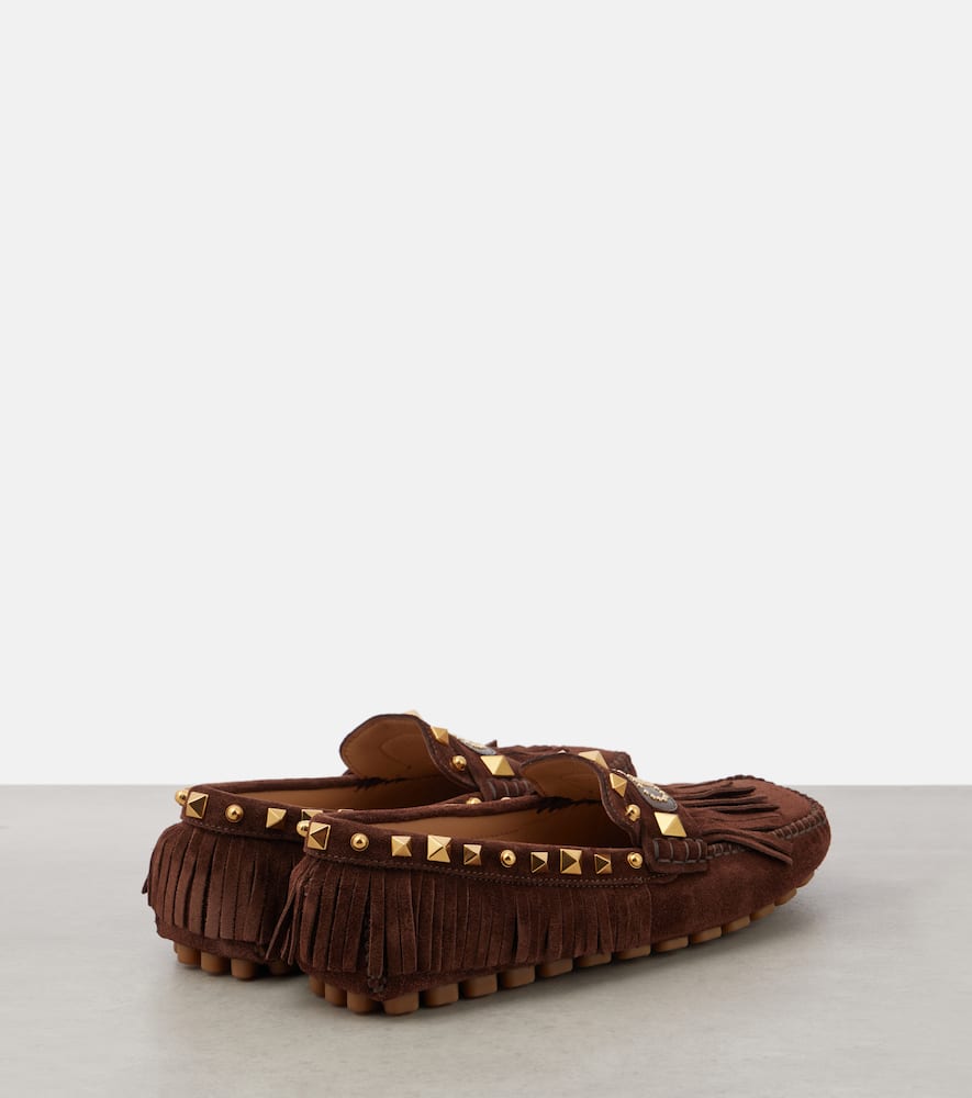 Valentino Garavani Brown Split-leather Plaster Caster Loafers