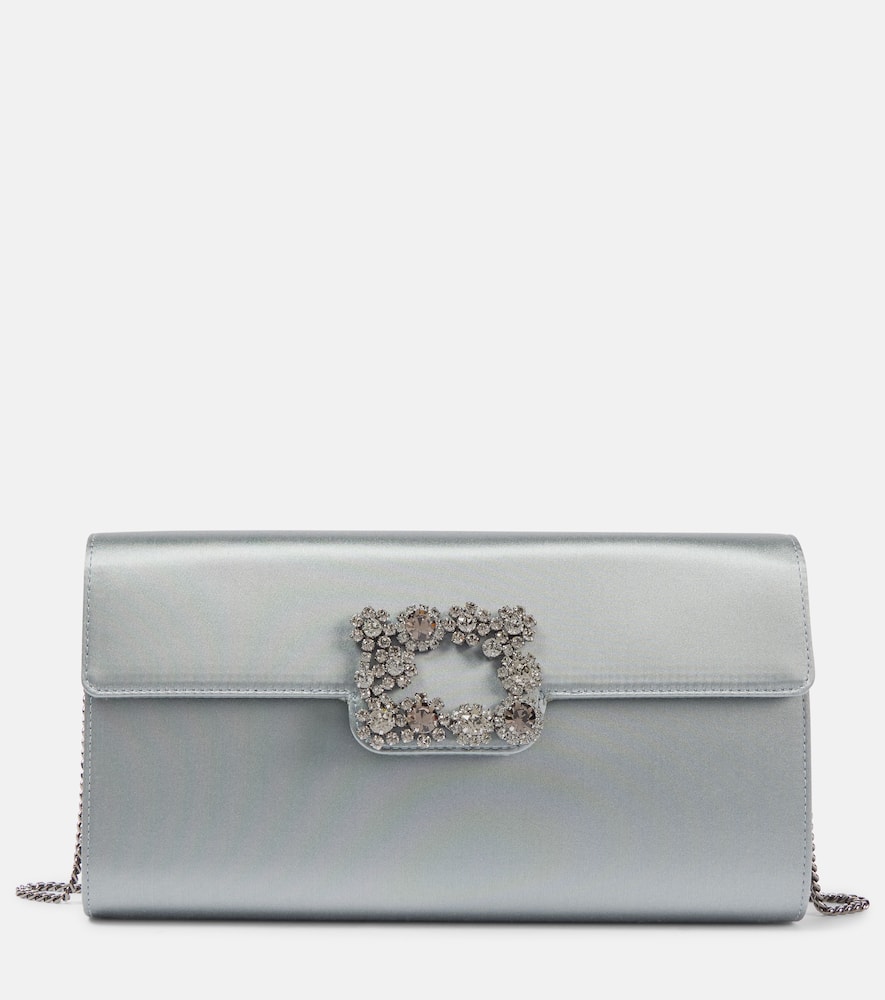 Efflorescence embellished satin clutch