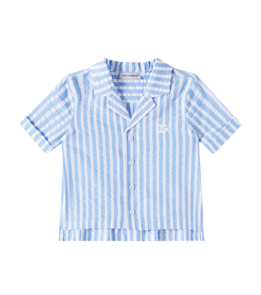 Dolce & Gabbana Baby Hemd Dg Aus Baumwolle In Blau
