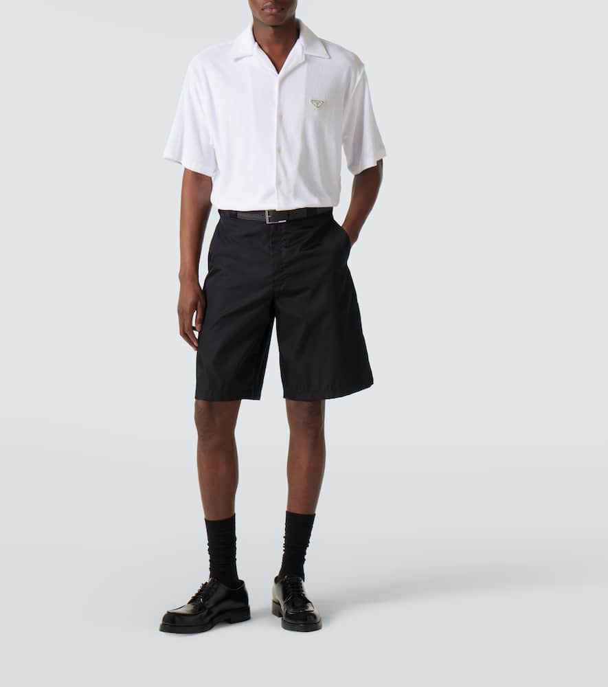 Prada Men's Spugna Terry Bowling Shirt In Weiss
