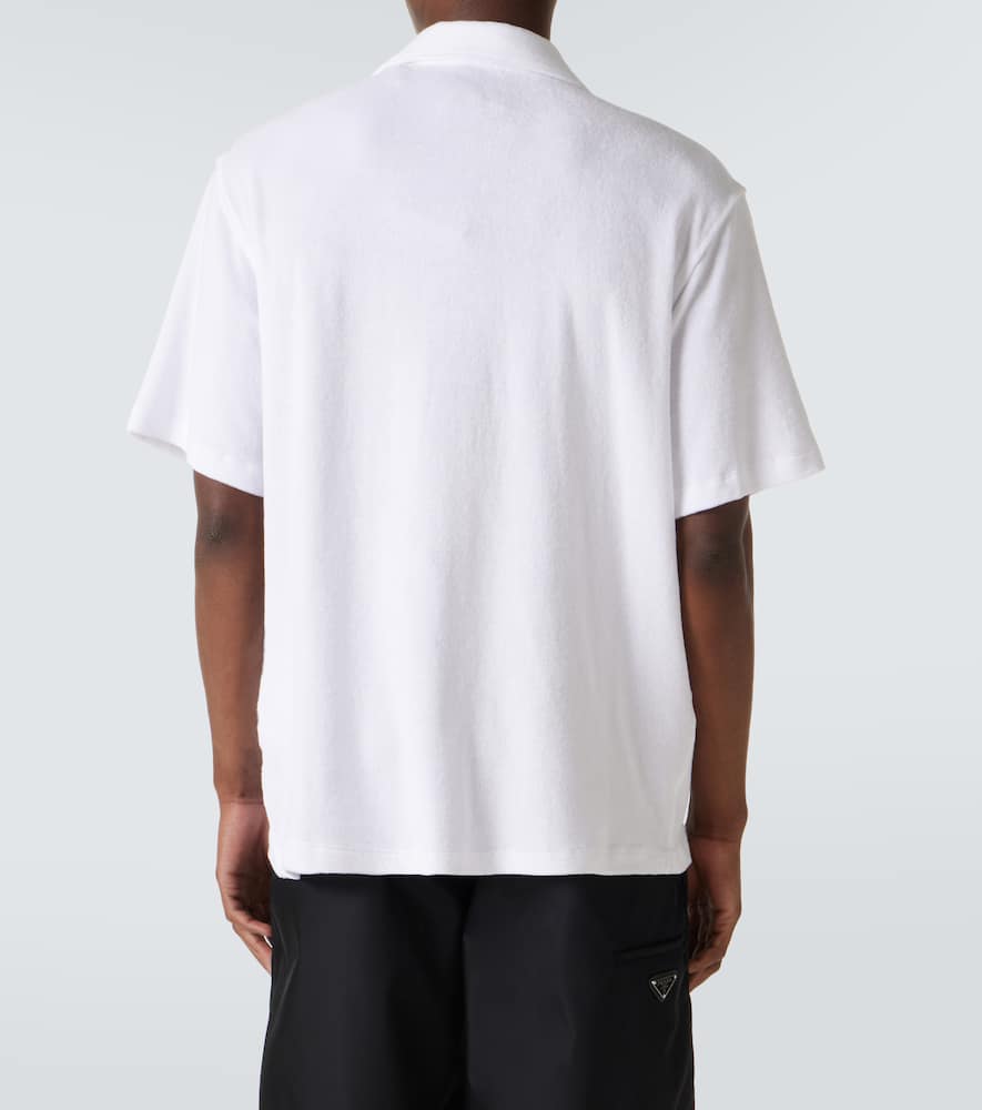 Prada Men's Spugna Terry Bowling Shirt In Weiss