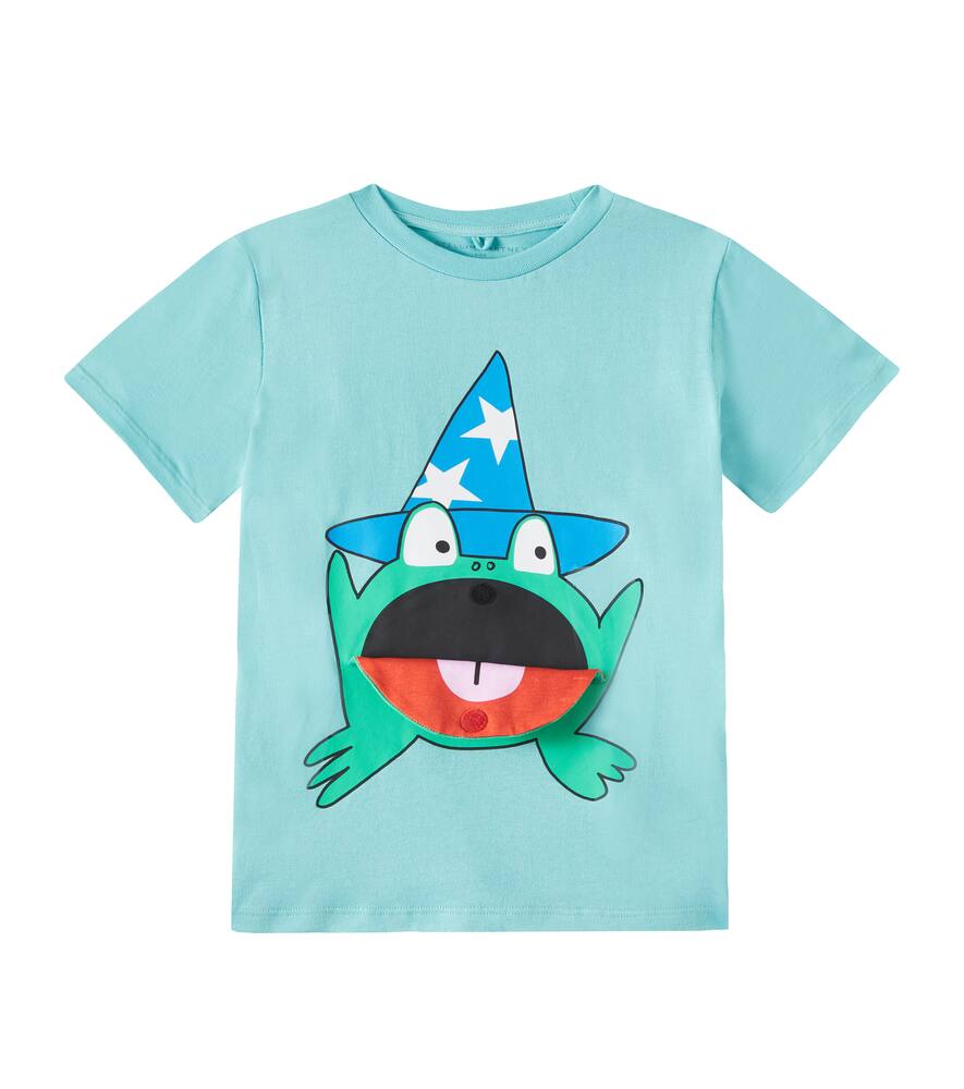 Stella Mccartney Printed Cotton Jersey T-shirt In Blue