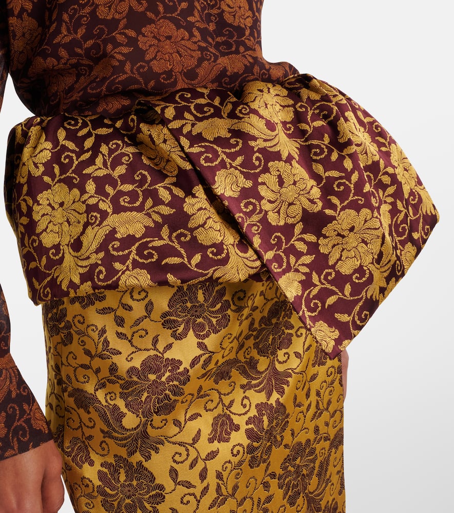 Shop Dries Van Noten Floral Ruffled Midi Skirt In Yellow