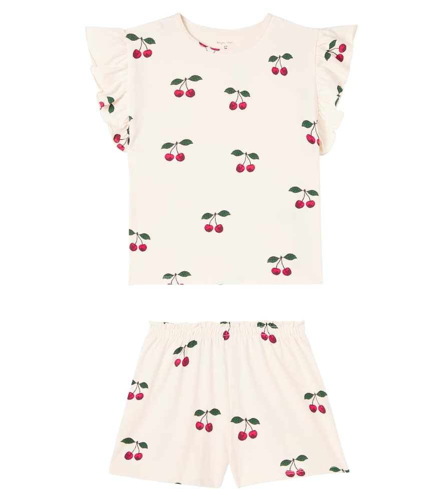 Konges Slojd Lin Ruffled Cotton Top And Shorts Set In White
