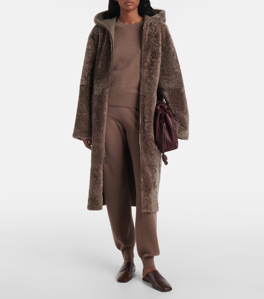 Joseph Reversible Shearling And Leather Hooded Coat In Brown