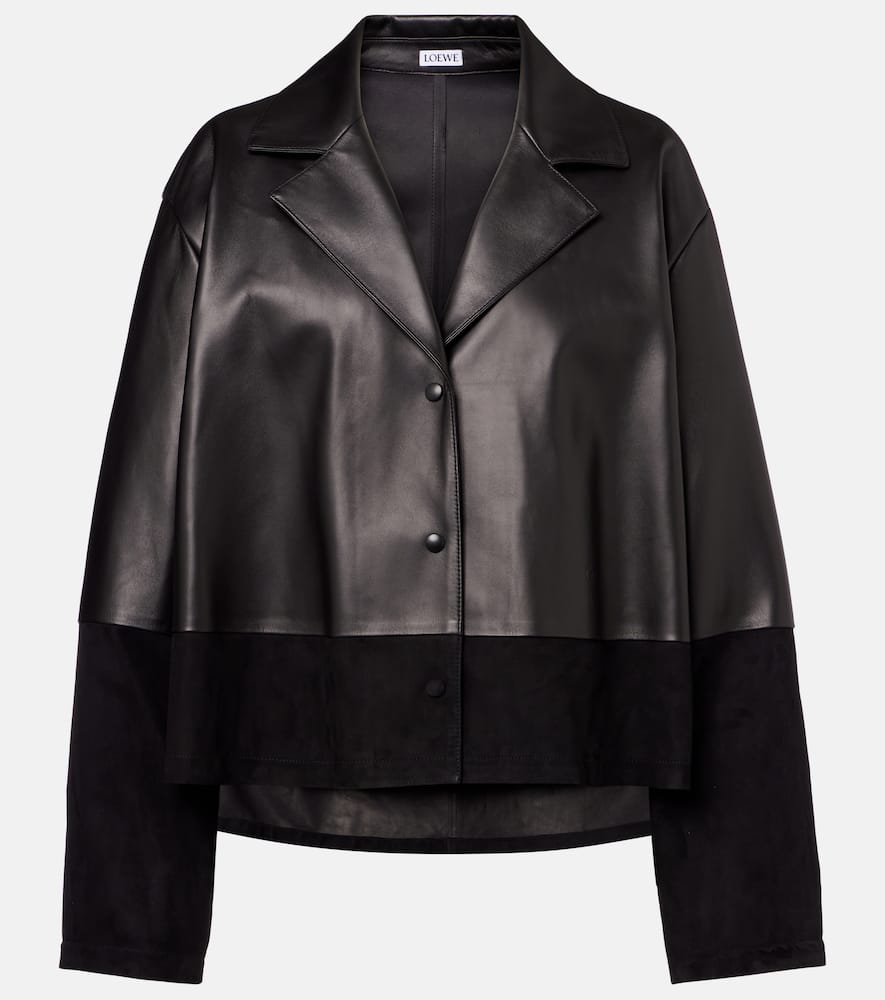 Suede-trimmed leather jacket