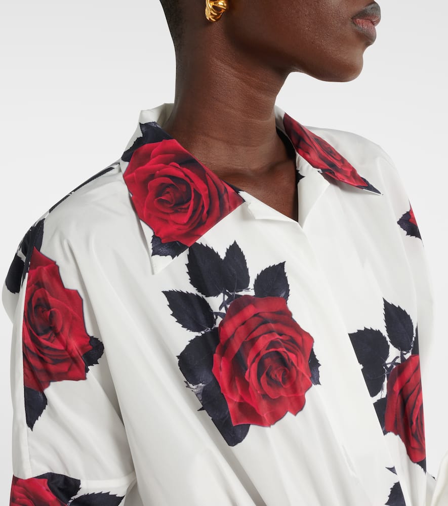 Norma Kamali Oversized Boyfriend Floral-print Shell Gown