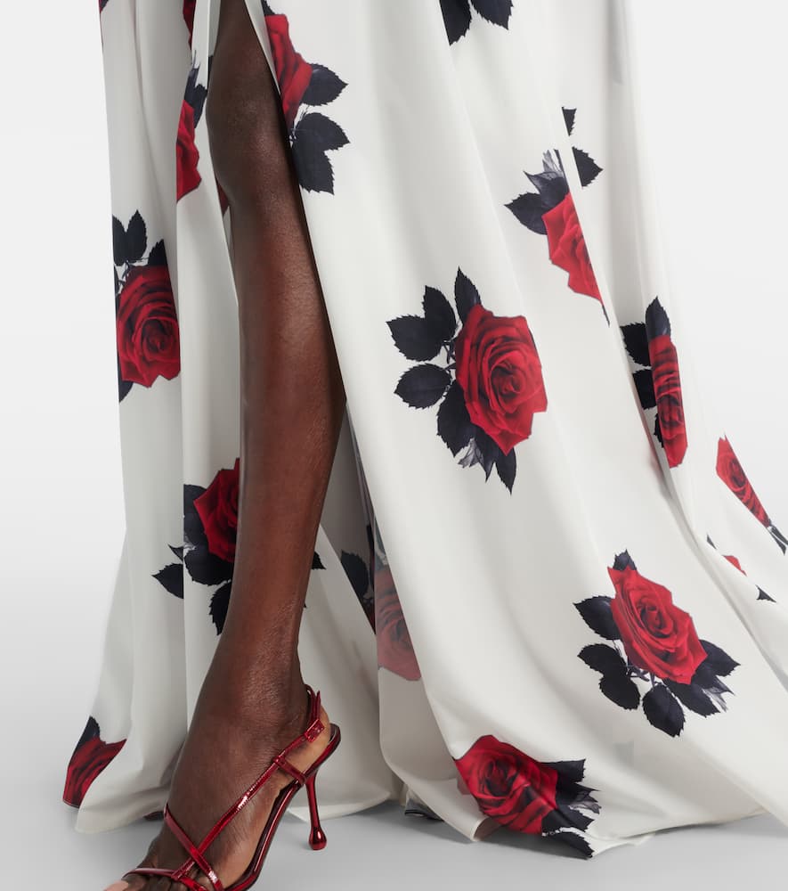 Norma Kamali Oversized Boyfriend Floral-print Shell Gown