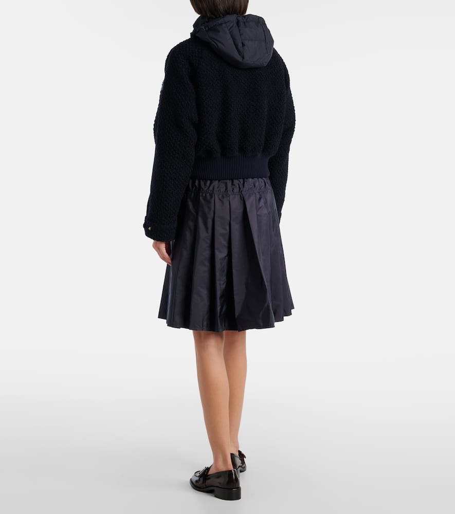 Moncler Juvigny Hooded Tweed Bomber Jacket In Blue