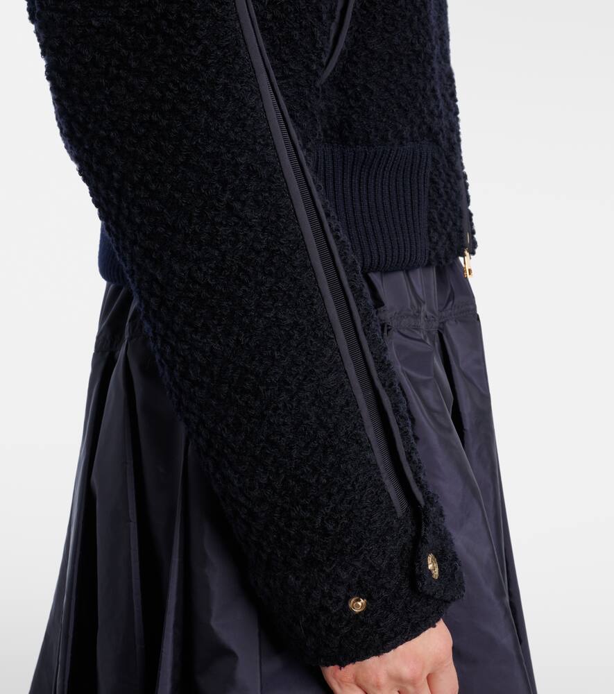 Moncler Juvigny Hooded Tweed Bomber Jacket In Blue
