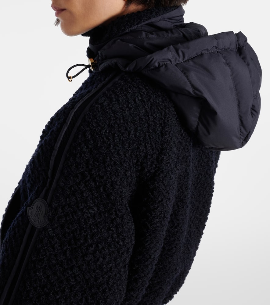 Moncler Juvigny Hooded Tweed Bomber Jacket In Blue