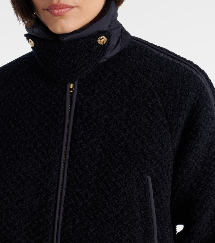 Moncler Juvigny Hooded Tweed Bomber Jacket In Blue
