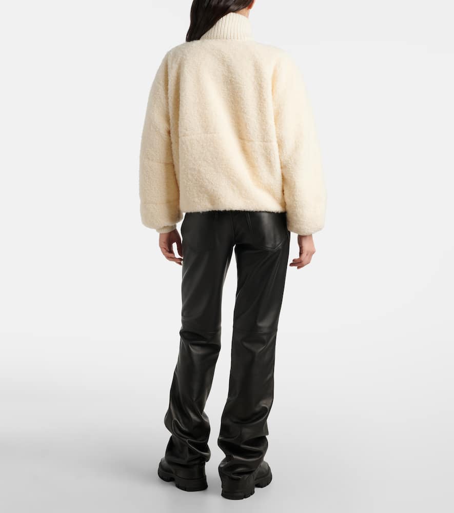 Moncler Ayles Short Down Jacket In Teddy And Wool Jackets White In White