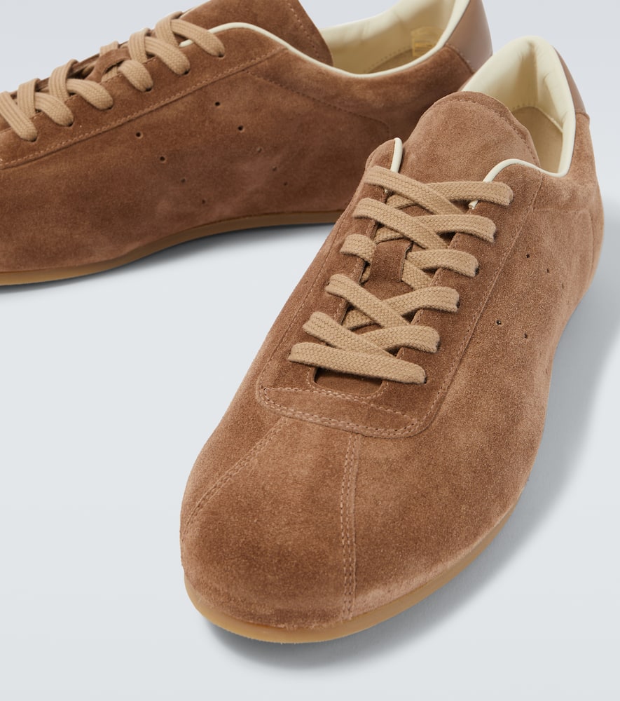 Common Projects Streamlined Suede Sneakers With Perforated Rubber Sole In Brown