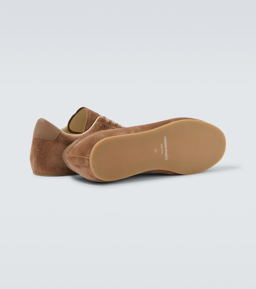 Common Projects Streamlined Suede Sneakers With Perforated Rubber Sole In Brown