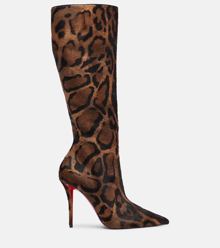 Christian Louboutin Miss Z 100 Calf Hair Knee-high Boots In Multi