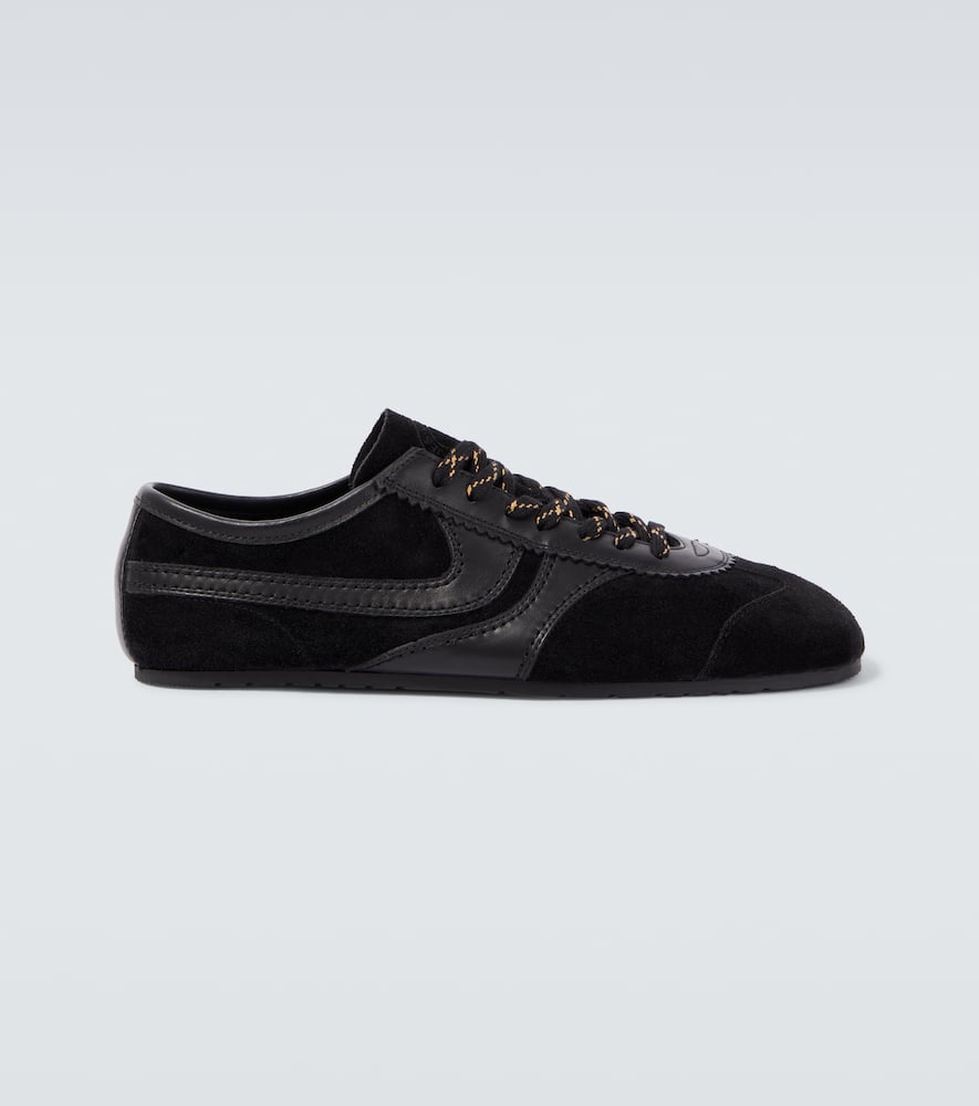 Dries Van Noten Leather-trimmed Suede Sneakers In Black