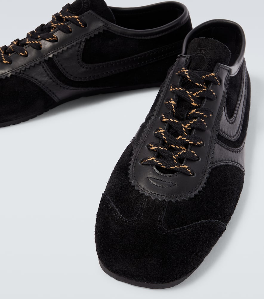 Dries Van Noten Leather-trimmed Suede Sneakers In Black