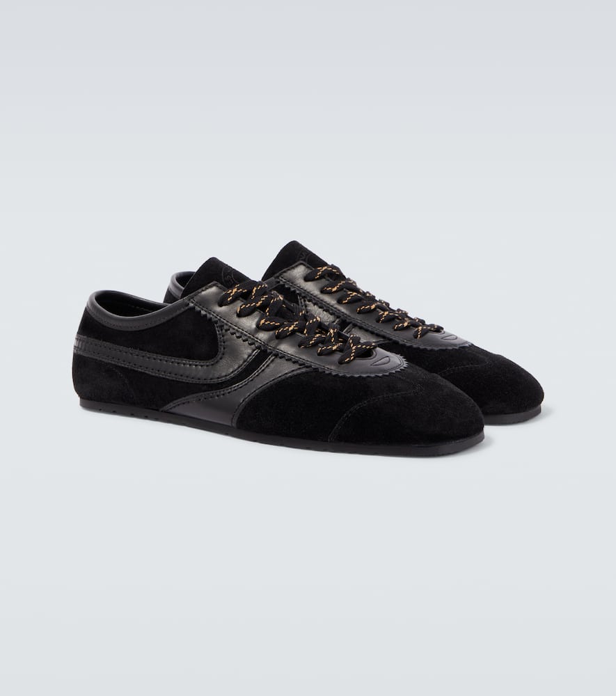 Dries Van Noten Leather-trimmed Suede Sneakers In Black