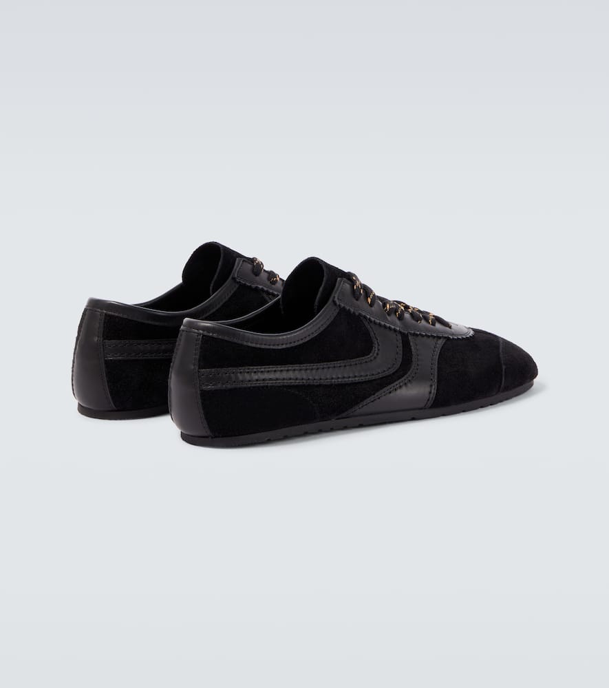 Dries Van Noten Leather-trimmed Suede Sneakers In Black