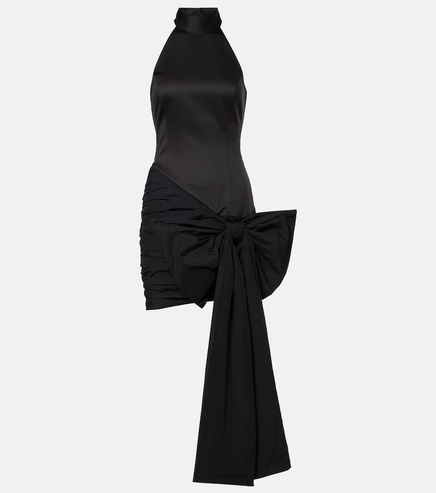 Bow-detail satin minidress
