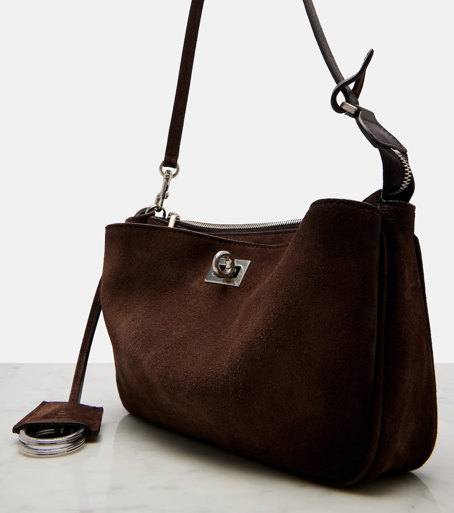 Balenciaga Suede Rodeo Shoulder Bag With Adjustable Strap In Brown
