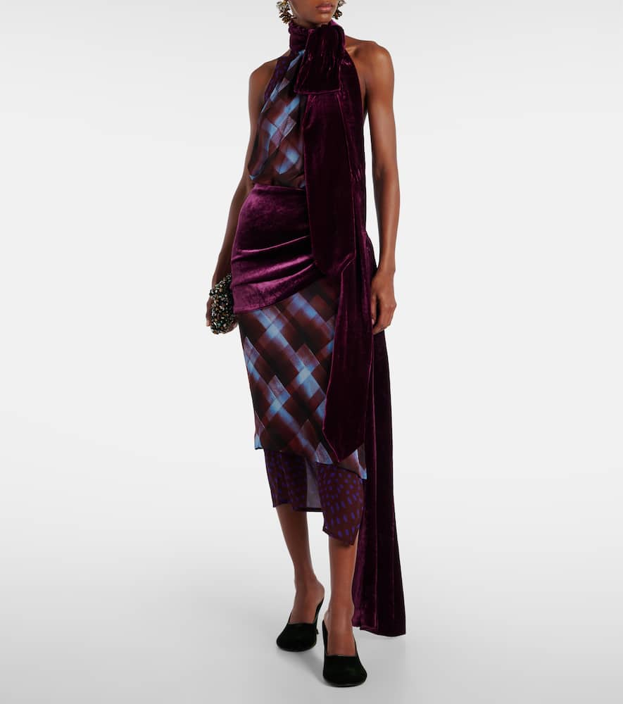 Dries Van Noten Draped Midi Skirt In Burgundy