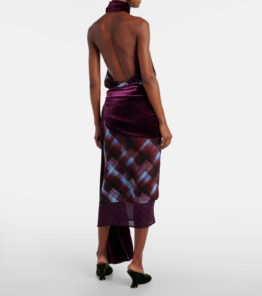 Dries Van Noten Draped Midi Skirt In Burgundy