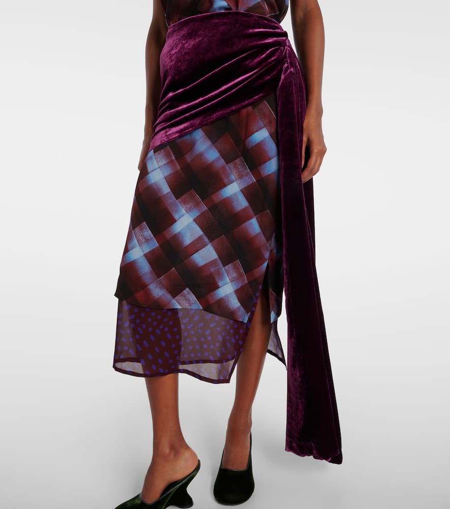 Dries Van Noten Draped Midi Skirt In Burgundy