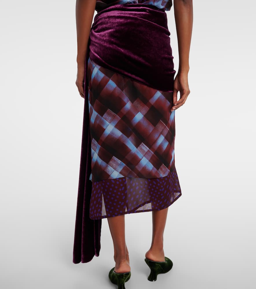 Dries Van Noten Draped Midi Skirt In Burgundy