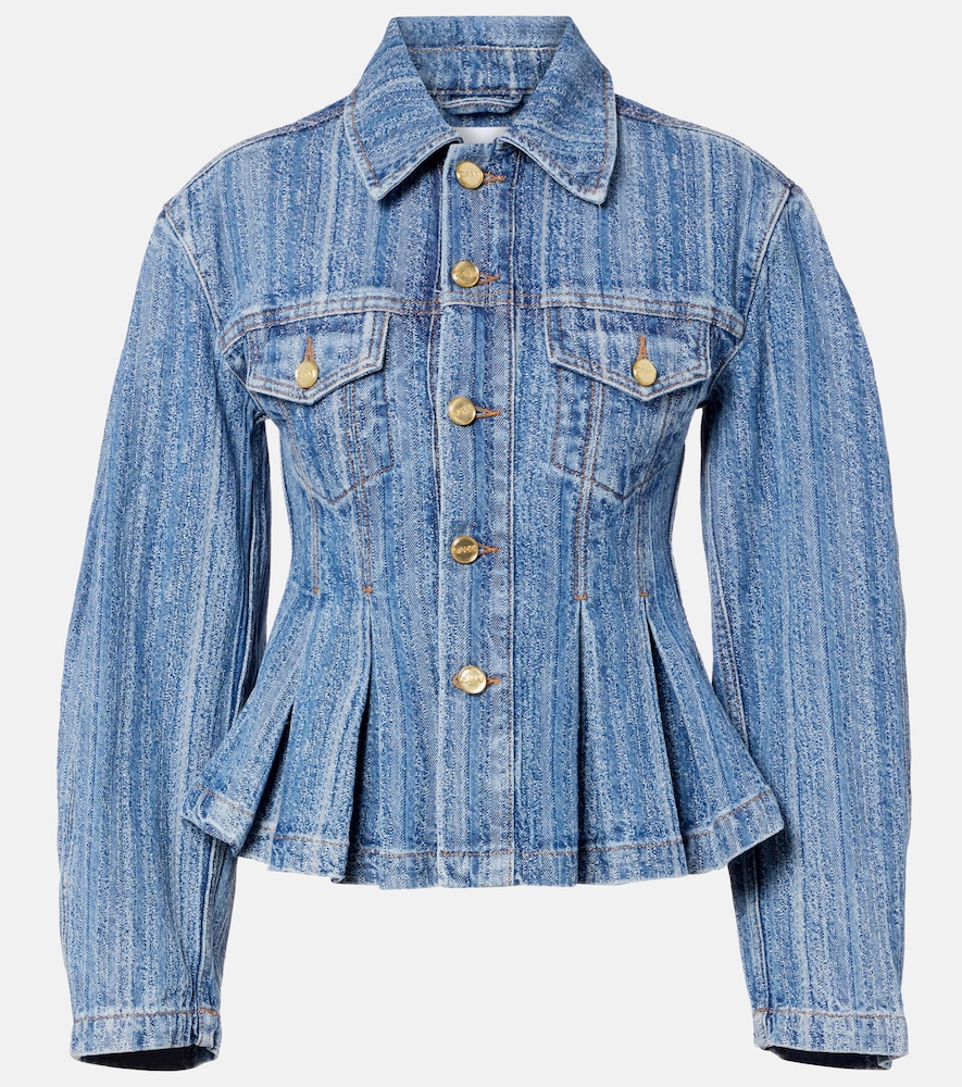 Ganni Women's Blue Peplum Denim Jacket UK Size 6 - Mytheresa