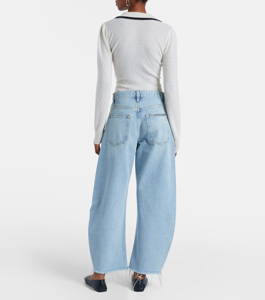 Frame The Bubble High Rise Barrel Leg Jeans In Blue