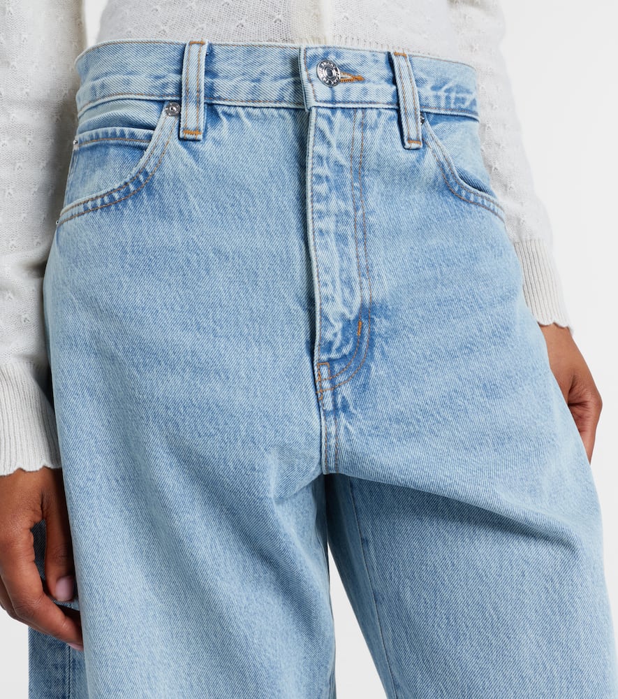 Frame The Bubble High Rise Barrel Leg Jeans In Blue