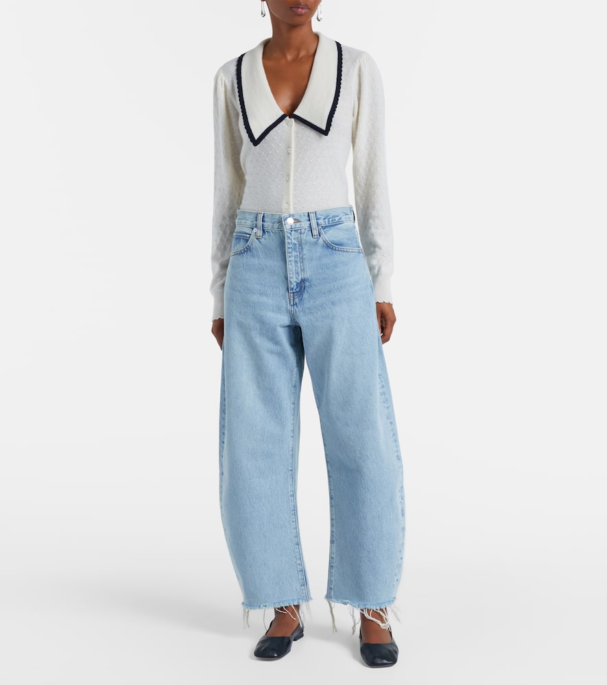 Frame The Bubble High Rise Barrel Leg Jeans In Blue