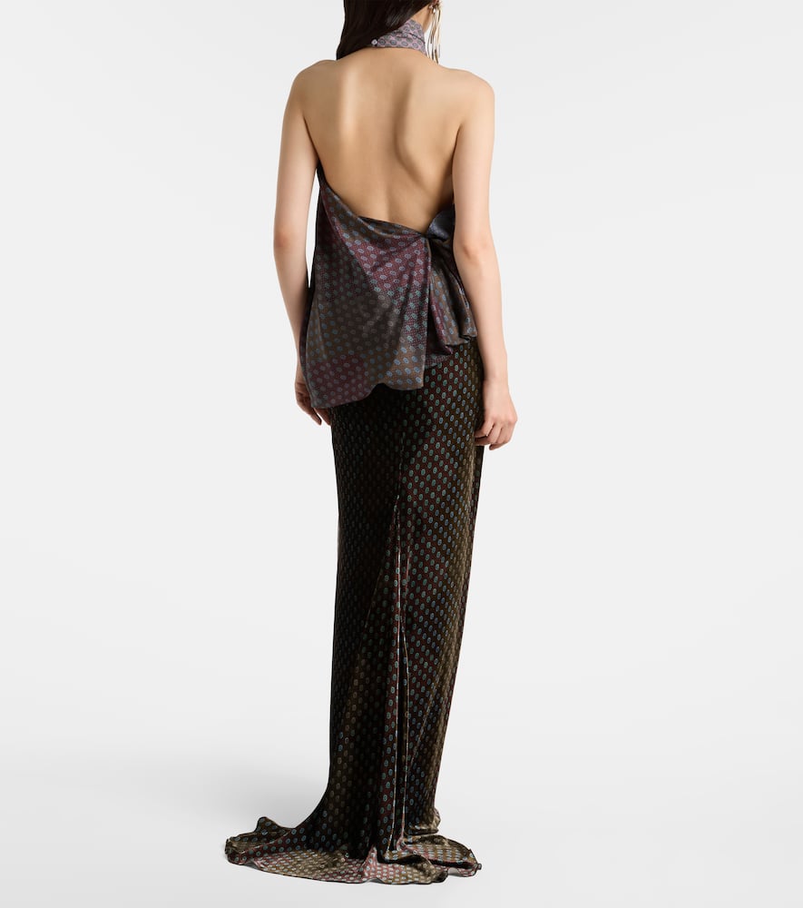 Dries Van Noten Printed Halterneck Silk Top In Multi