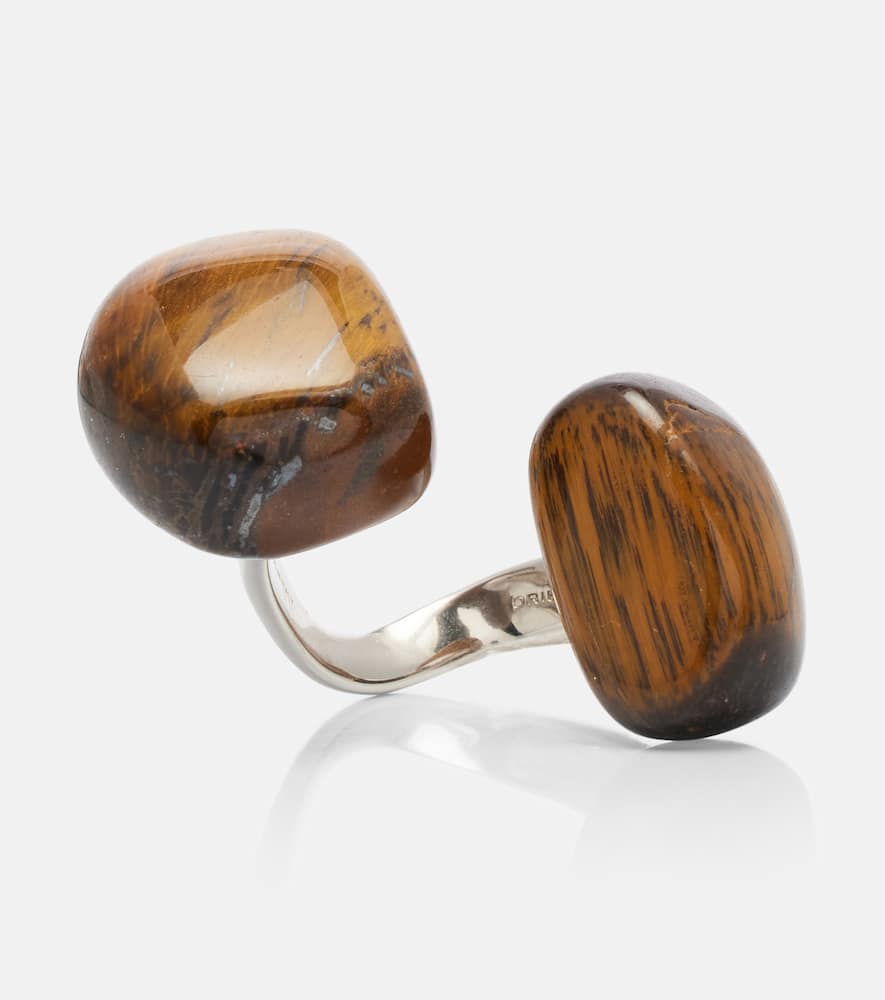 Dries Van Noten Embellished Open Ring In Brown