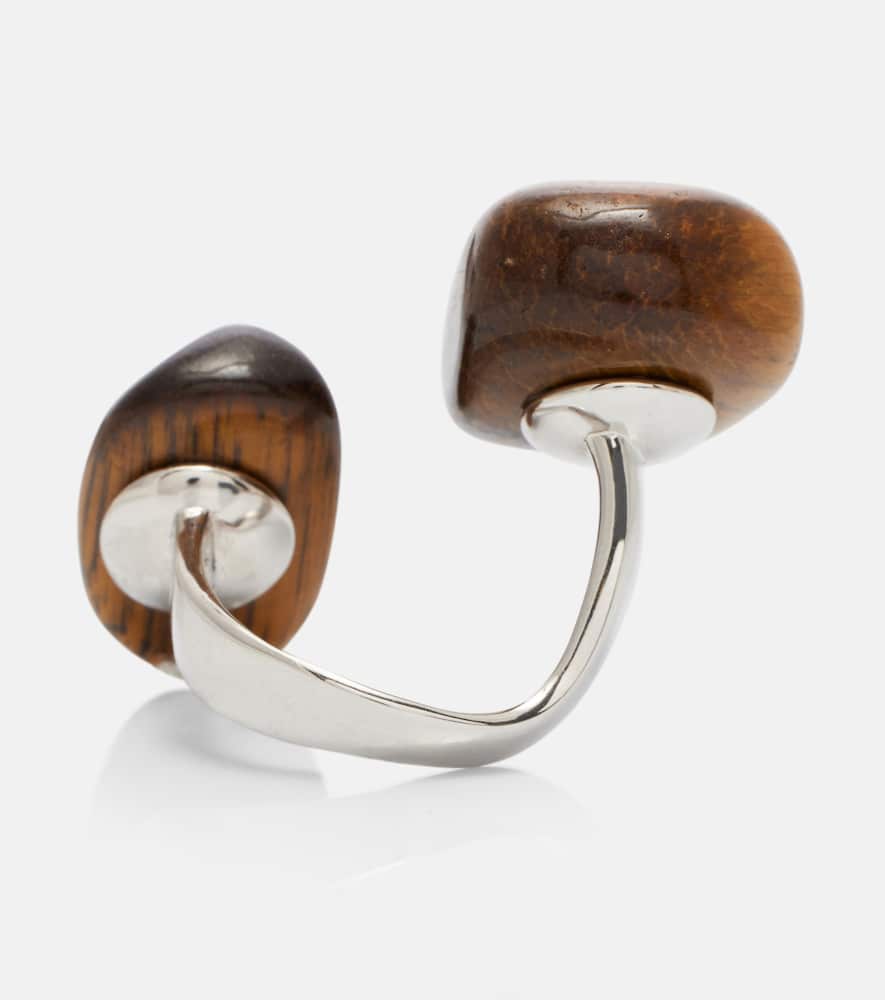Dries Van Noten Embellished Open Ring In Brown