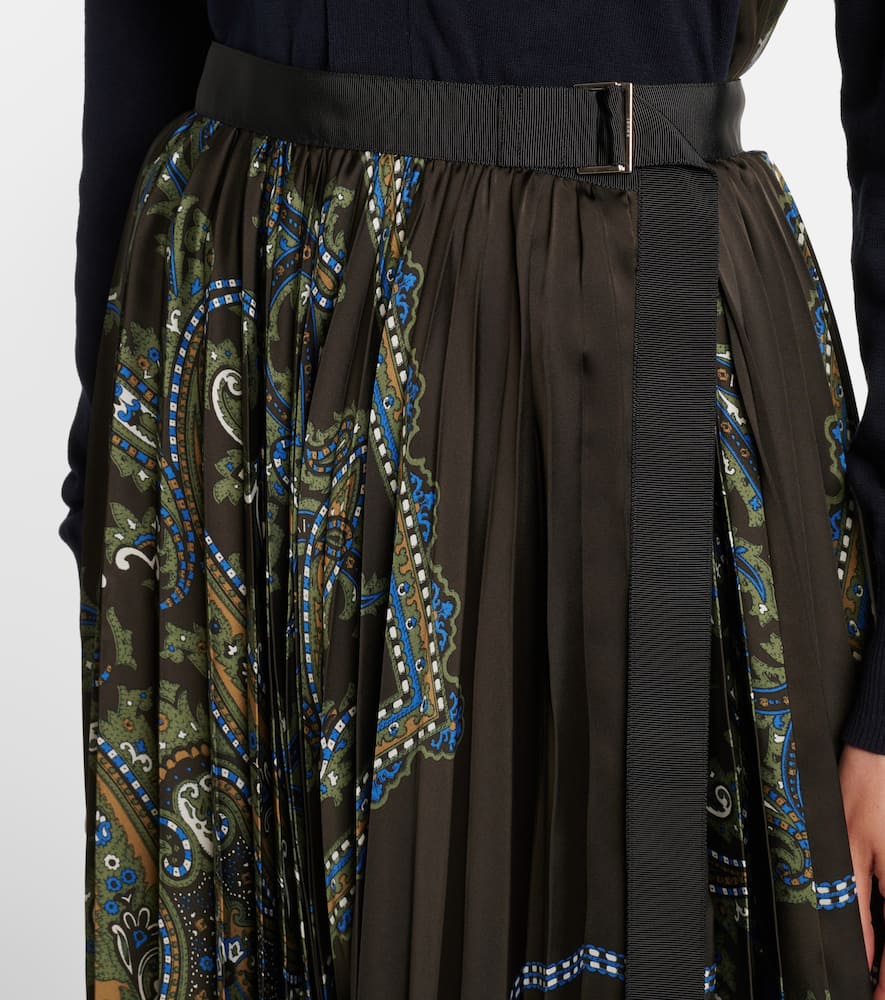 Sacai Paisley-print Pleated Skirt In Multi