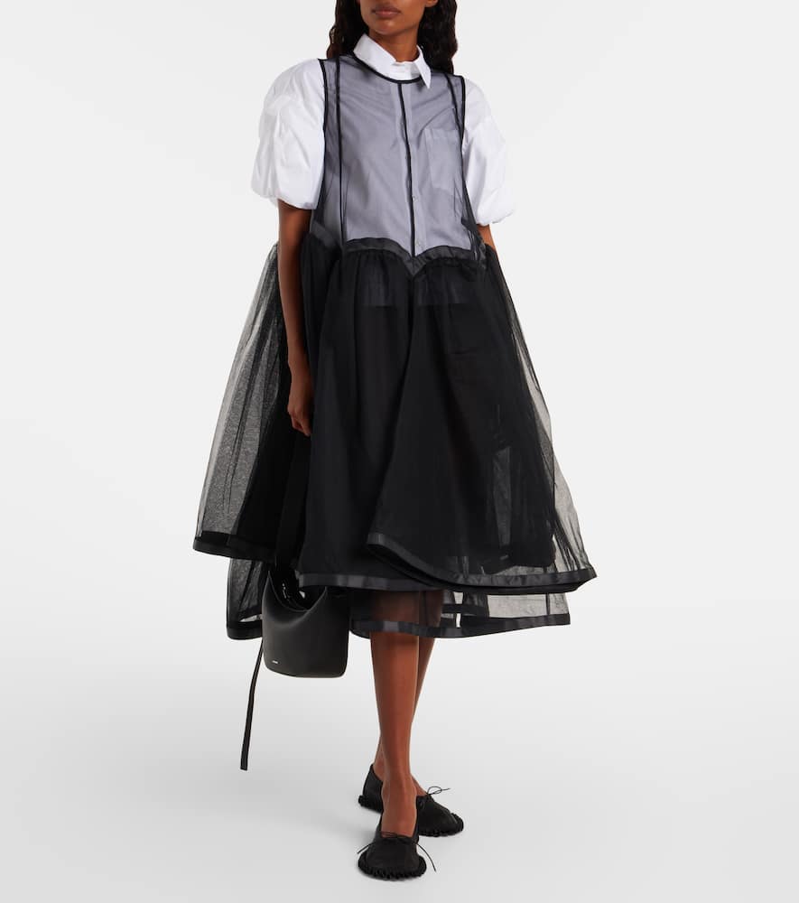 Noir Kei Ninomiya Tulle Layered Dress In Black