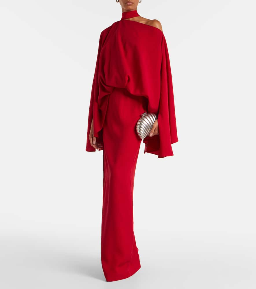 Taller Marmo Brooks Cape-slit Maxi Dress In Red