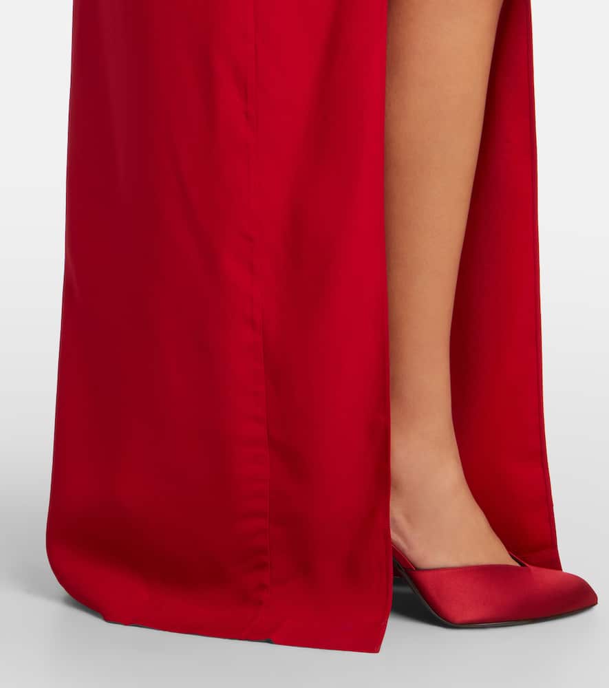 Taller Marmo Brooks Cape-slit Maxi Dress In Red