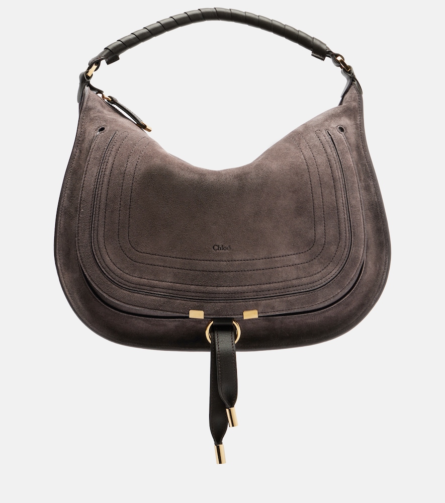 Chloe Chloé Marcie leather-trimmed suede shoulder bag