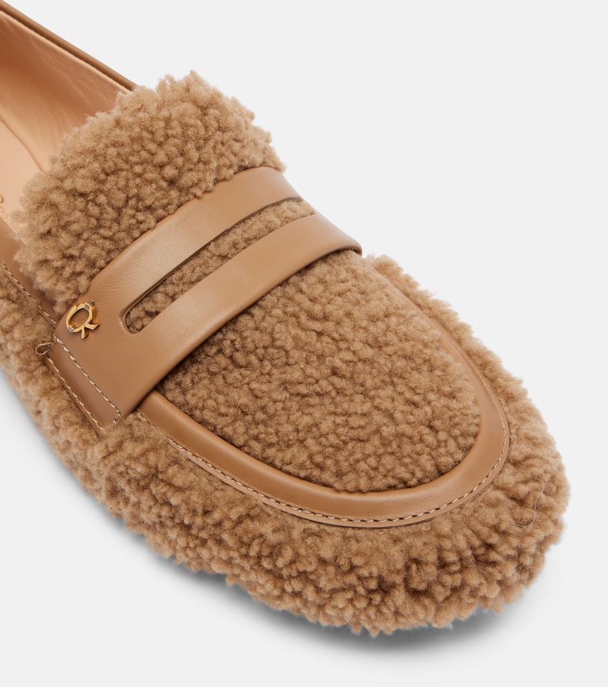  Gianvito Rossi Gianvito Rossi Leather-trimmed Shearling Loafers 