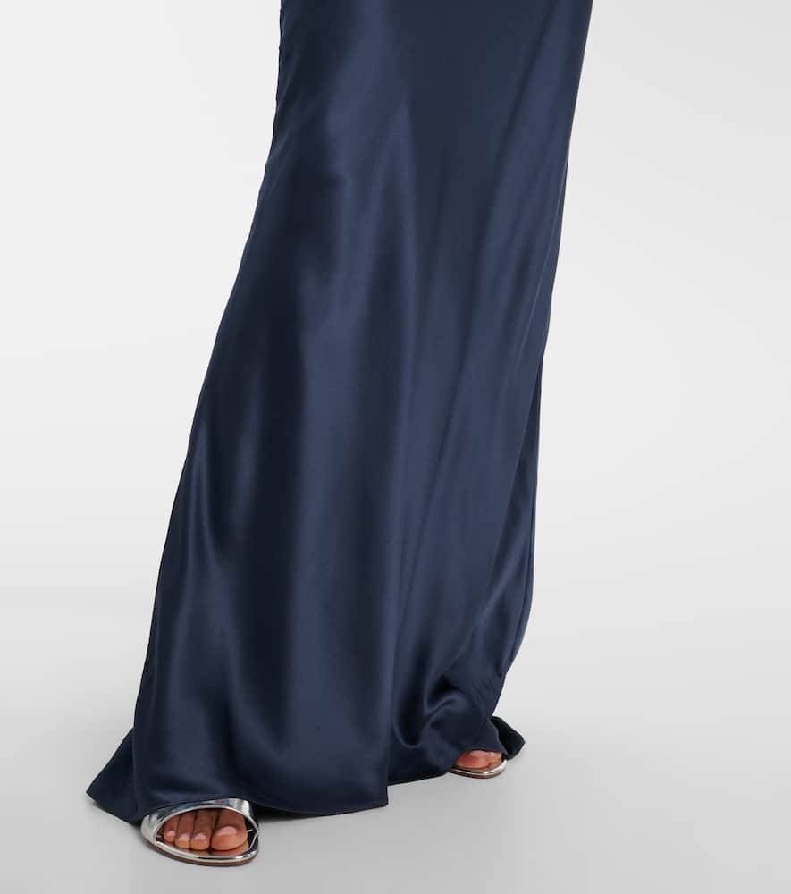 The Sei Ruched Strapless Silk Satin Corset Dress In Blue