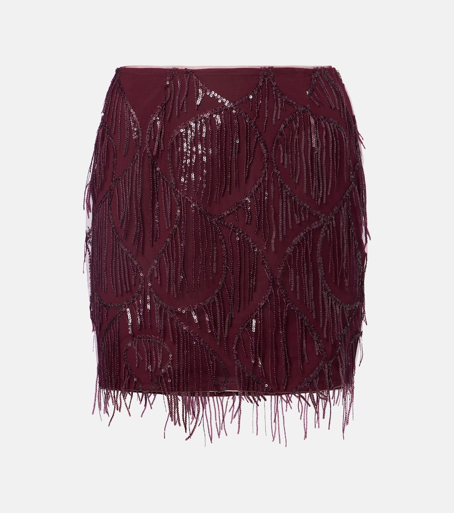 Rotate Birger Christensen Sequined Miniskirt In Burgundy